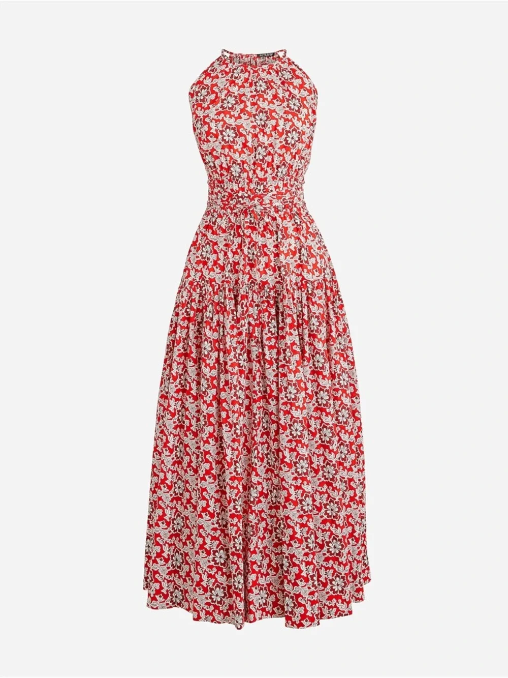 J.Crew Tie Waist Halter Dress in Vintage Red Floral | XXL | NWOT